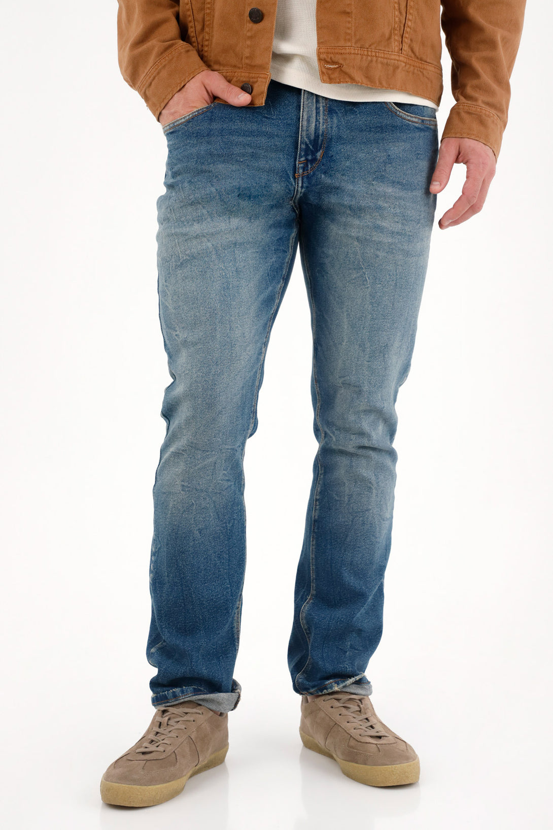 Blue Cracked Effect Nudy Jeans for Men