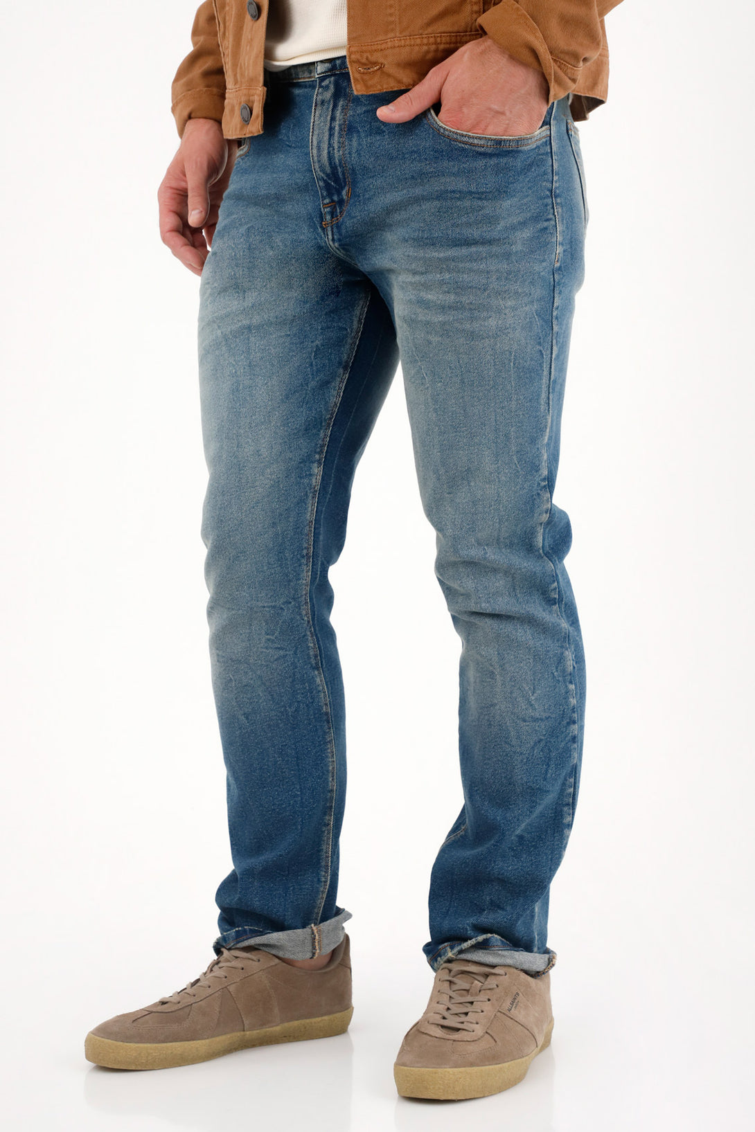 Blue Cracked Effect Nudy Jeans for Men