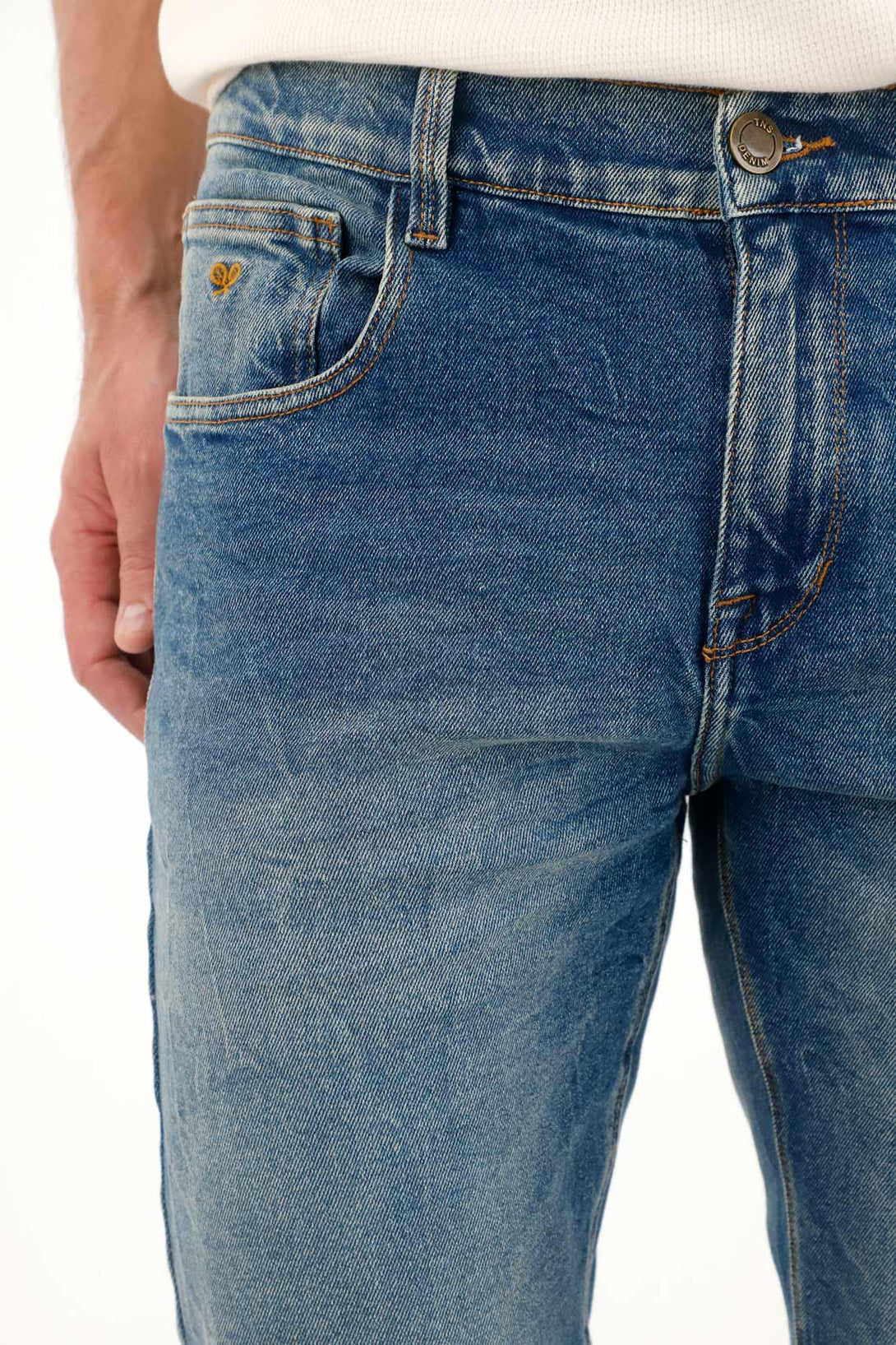 Blue Cracked Effect Nudy Jeans for Men