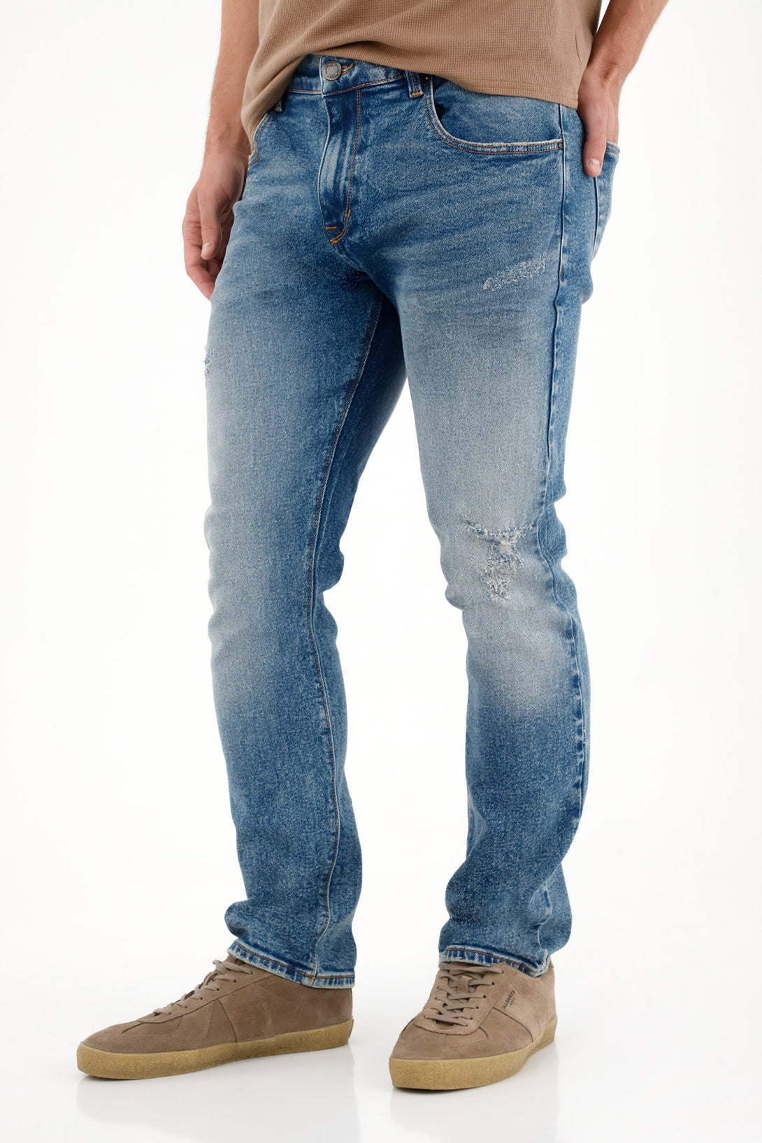 Men's Blue Nudy Jeans with Distressed Details