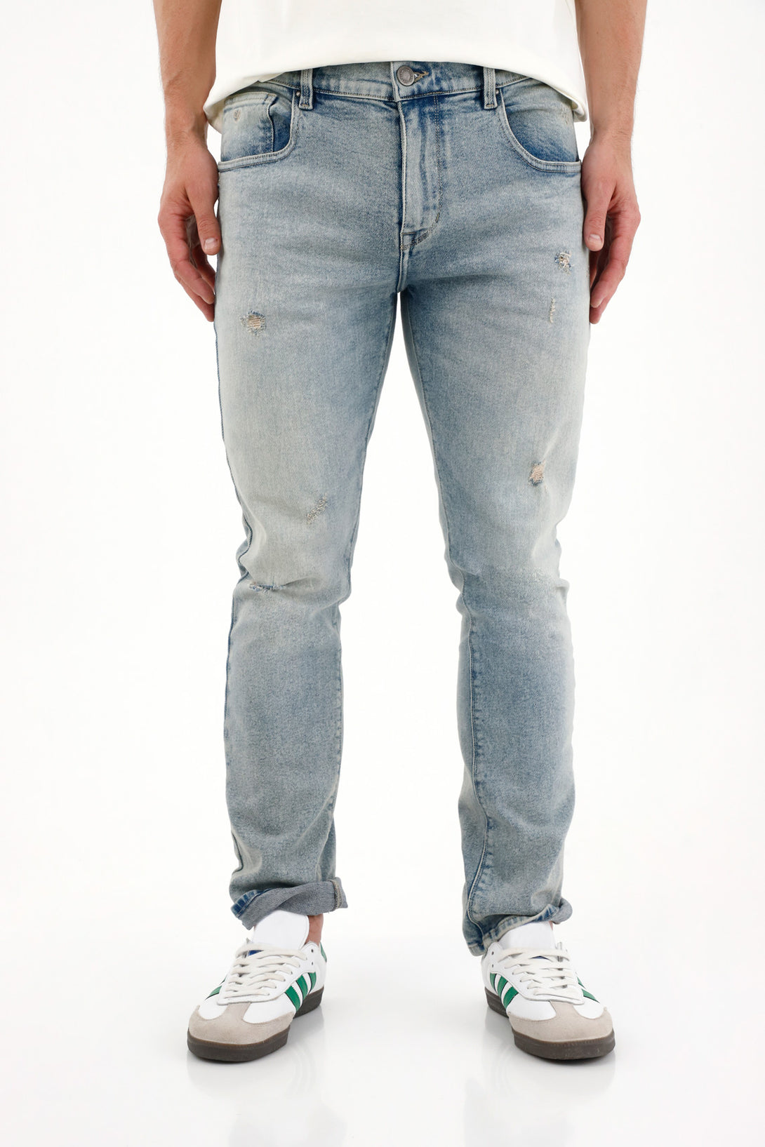Men's Blue Nudy Jeans with Distressed Details