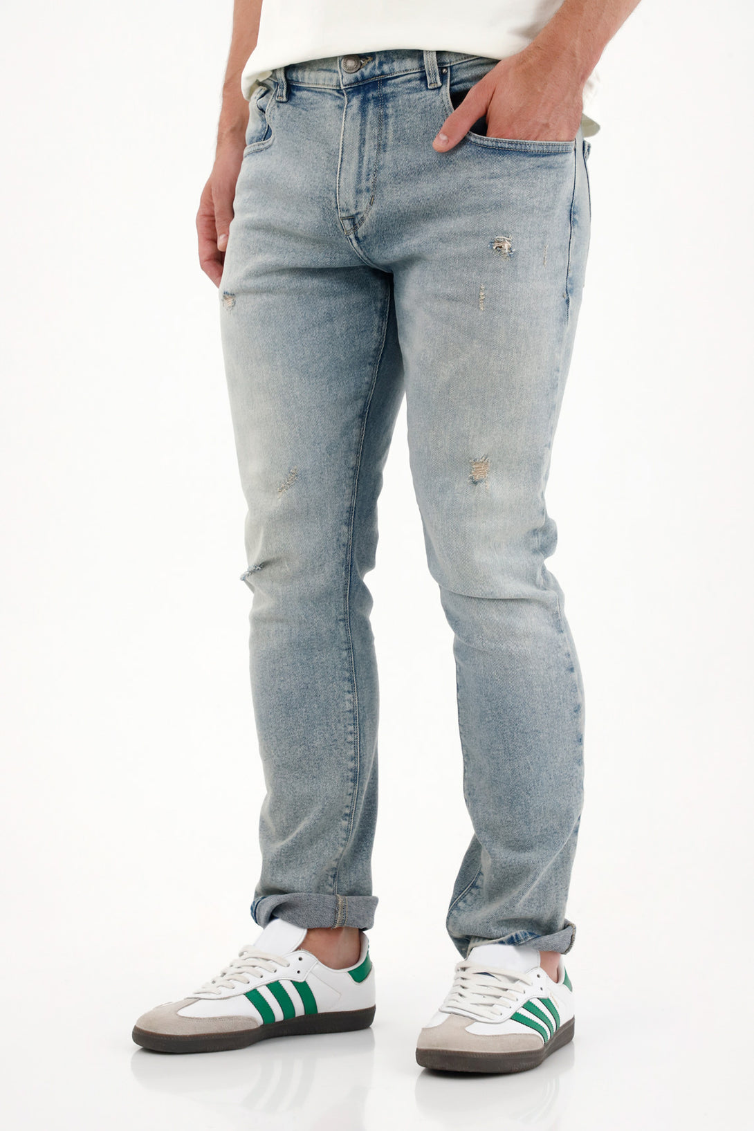 Men's Blue Nudy Jeans with Distressed Details