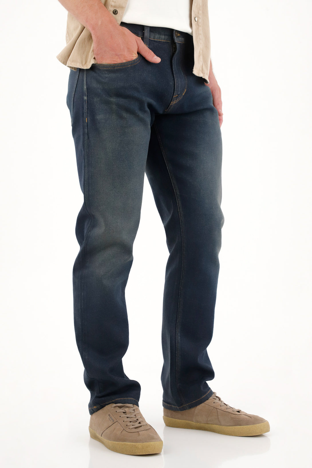 Jean Recto con efecto resinado azul para hombre 