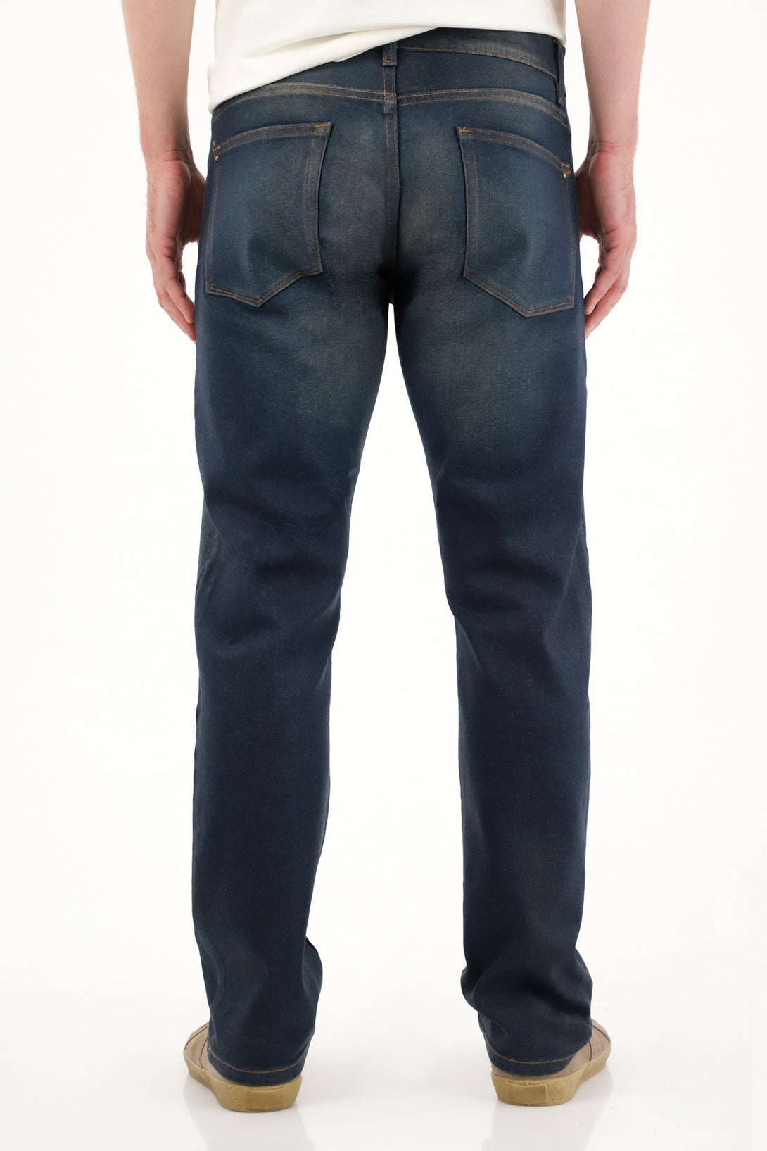 Jean Recto con efecto resinado azul para hombre 