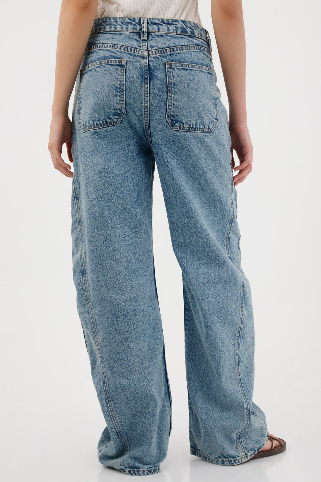 Jean Wide Leg tiro bajo azul para mujer