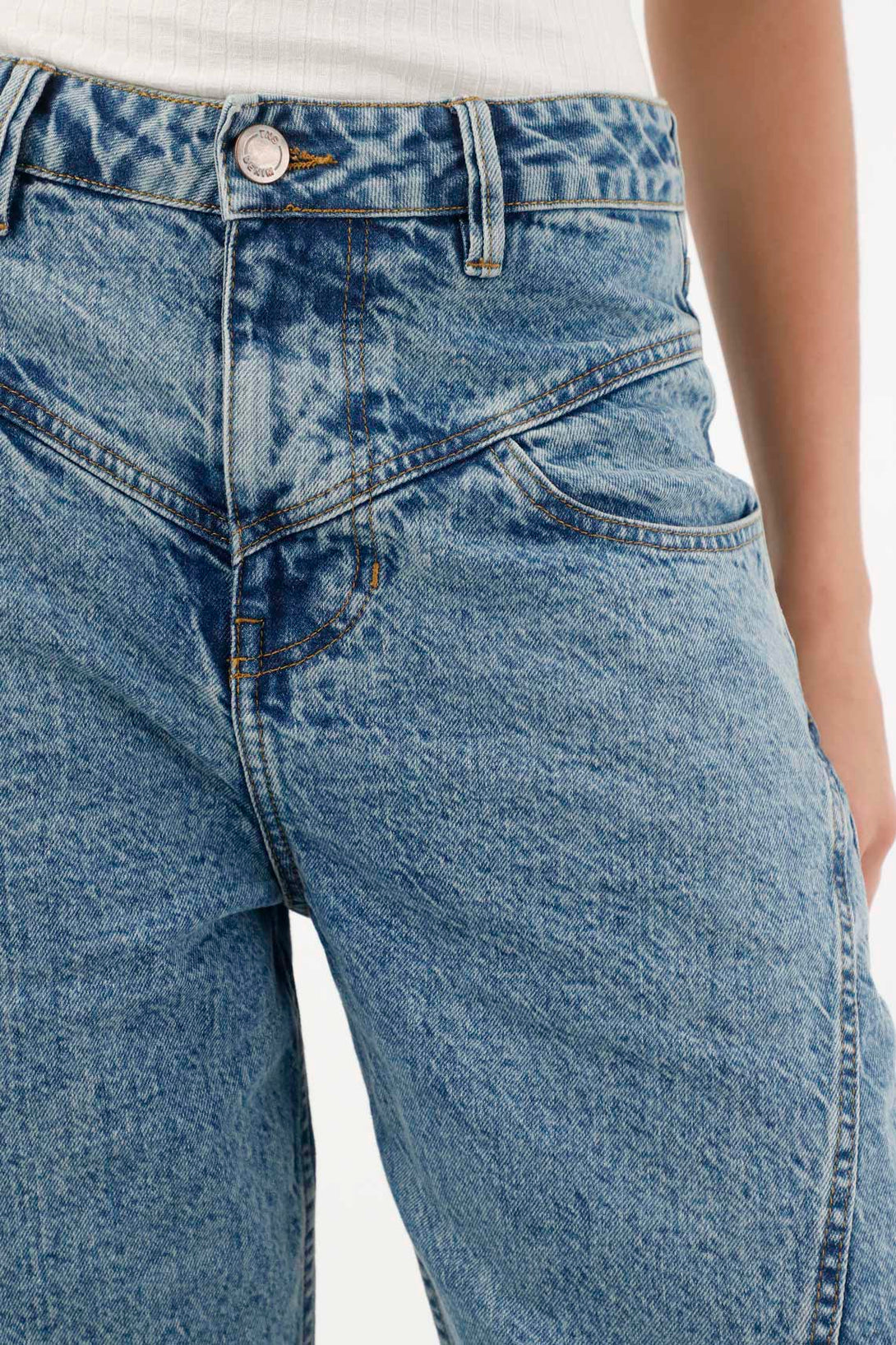 Jean Wide Leg tiro bajo azul para mujer