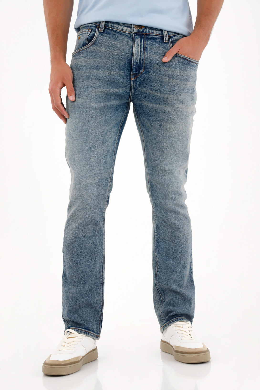 Mid-Rise Blue Nudy Jeans for Men