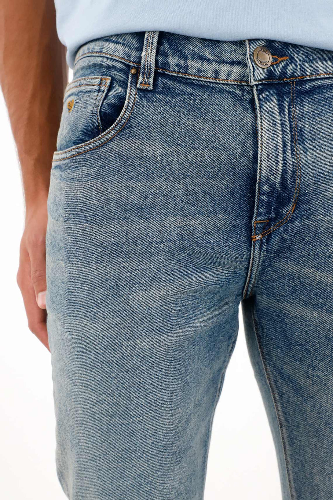 Mid-Rise Blue Nudy Jeans for Men
