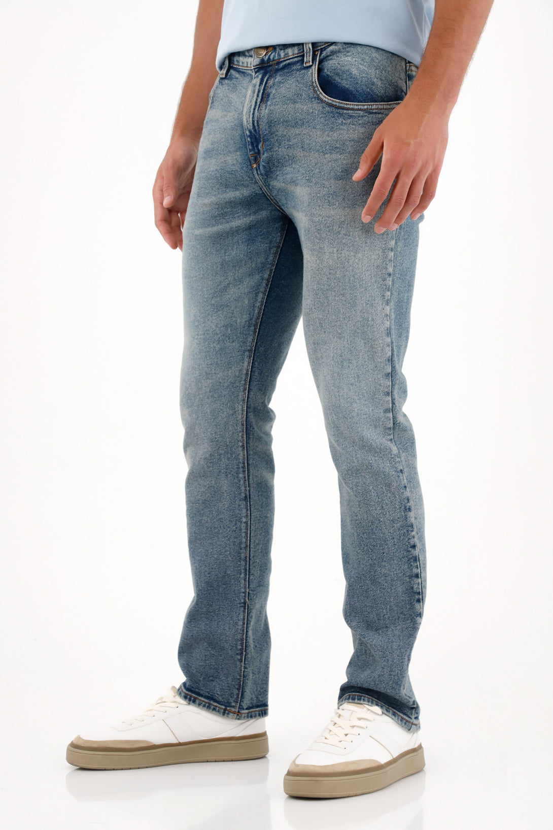 Mid-Rise Blue Nudy Jeans for Men