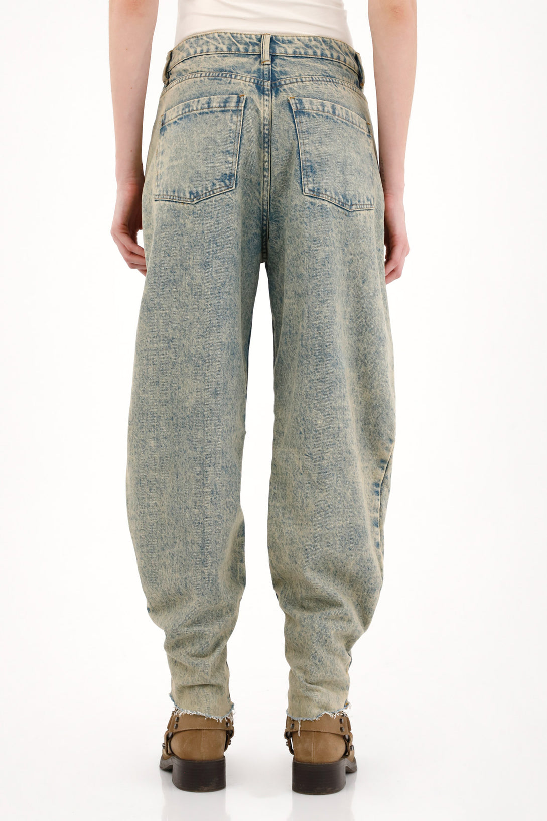 Jean Slouchy con doble pretina azul para mujer