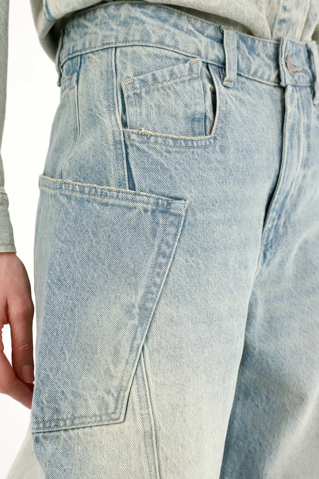 Jean Horseshoe tiro bajo azul claro para mujer