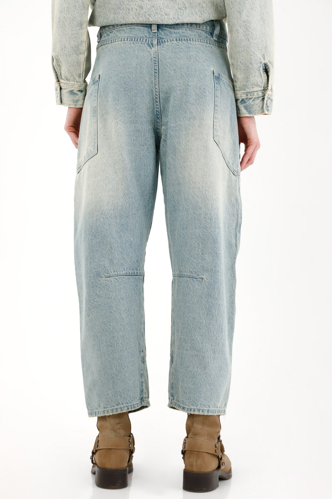 Jean Horseshoe tiro bajo azul claro para mujer
