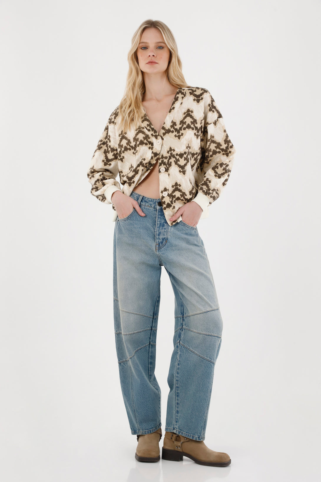 Women's Low Rise Blue Horseshoe Jeans