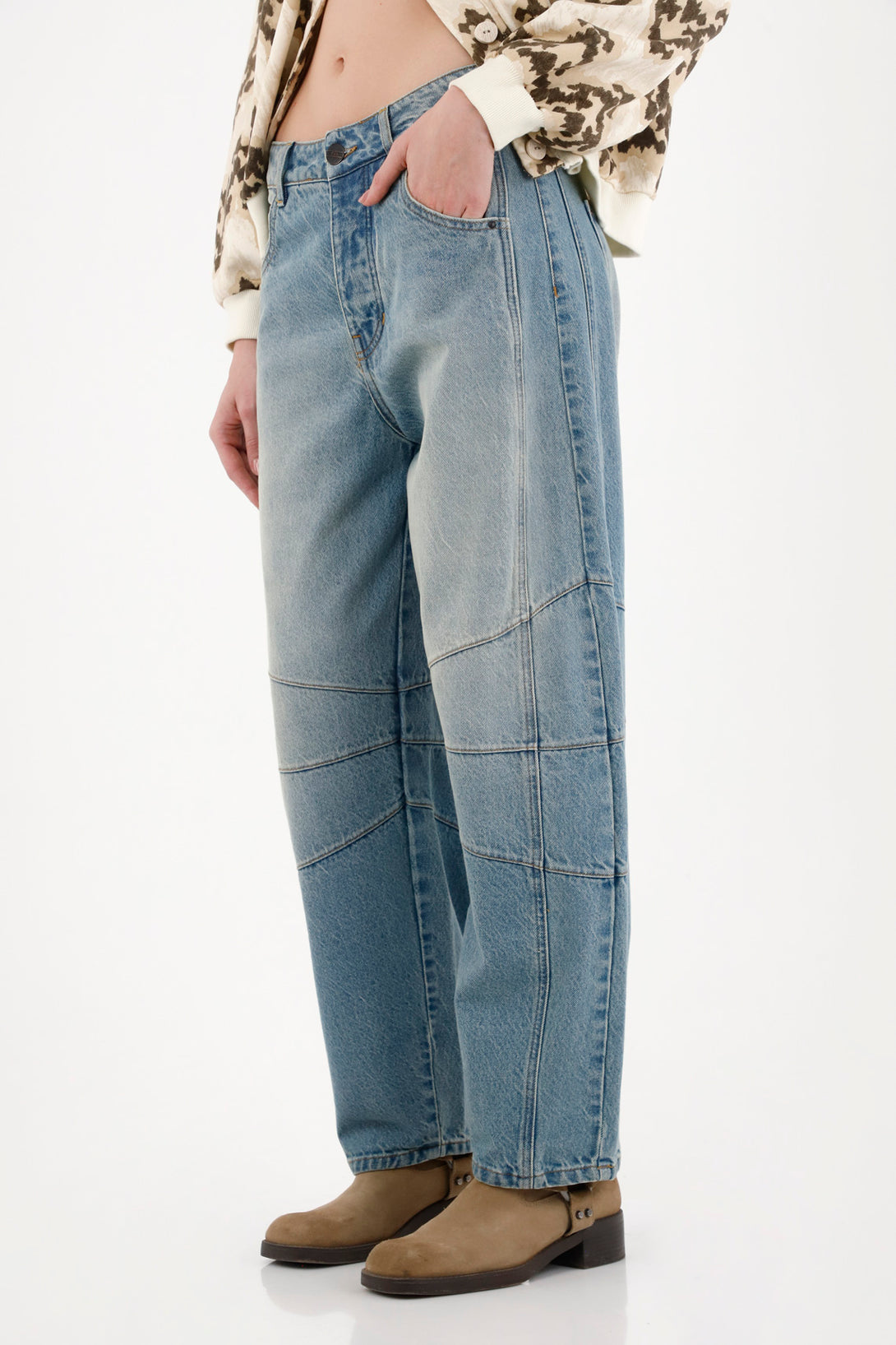 Women's Low Rise Blue Horseshoe Jeans
