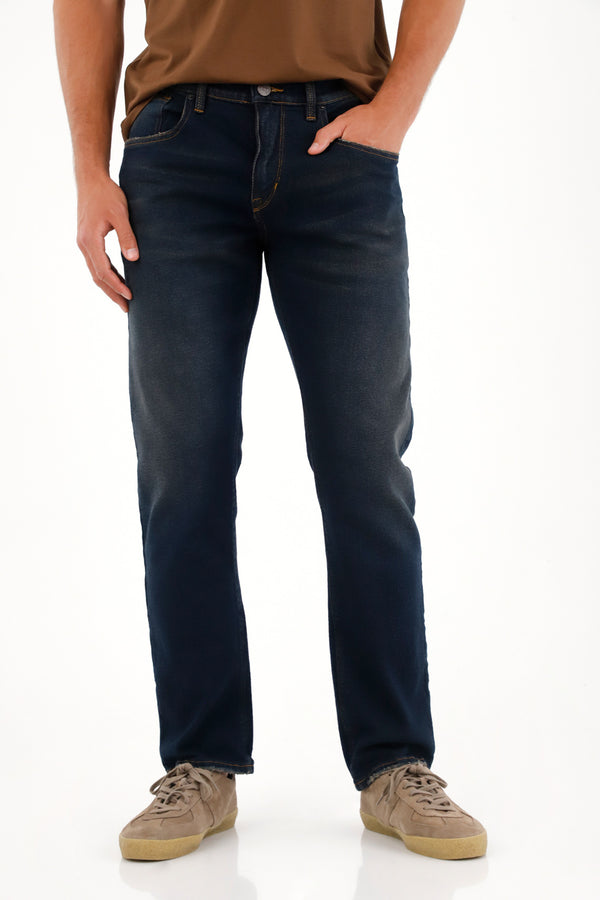 Dark Denim Straight Fit Jeans for Men