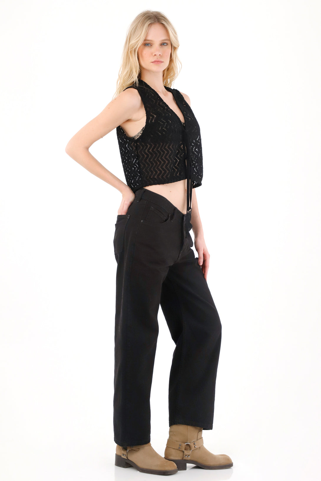 Women’s Straight Black Jean 100% Cotton Low Rise