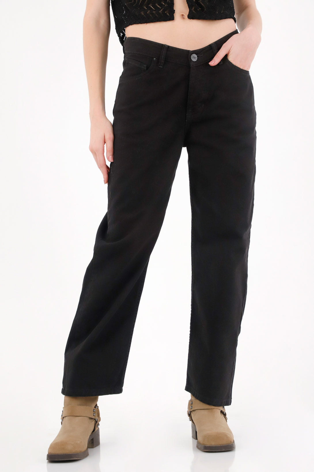 Women’s Straight Black Jean 100% Cotton Low Rise