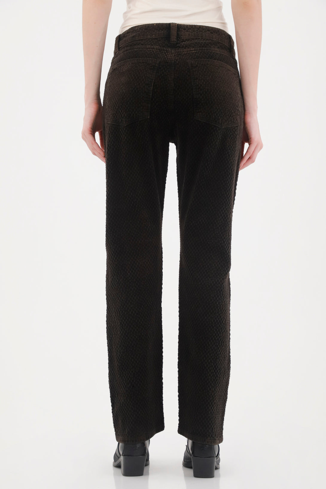Jean Recto en corduroy con efecto vintage negro para mujer