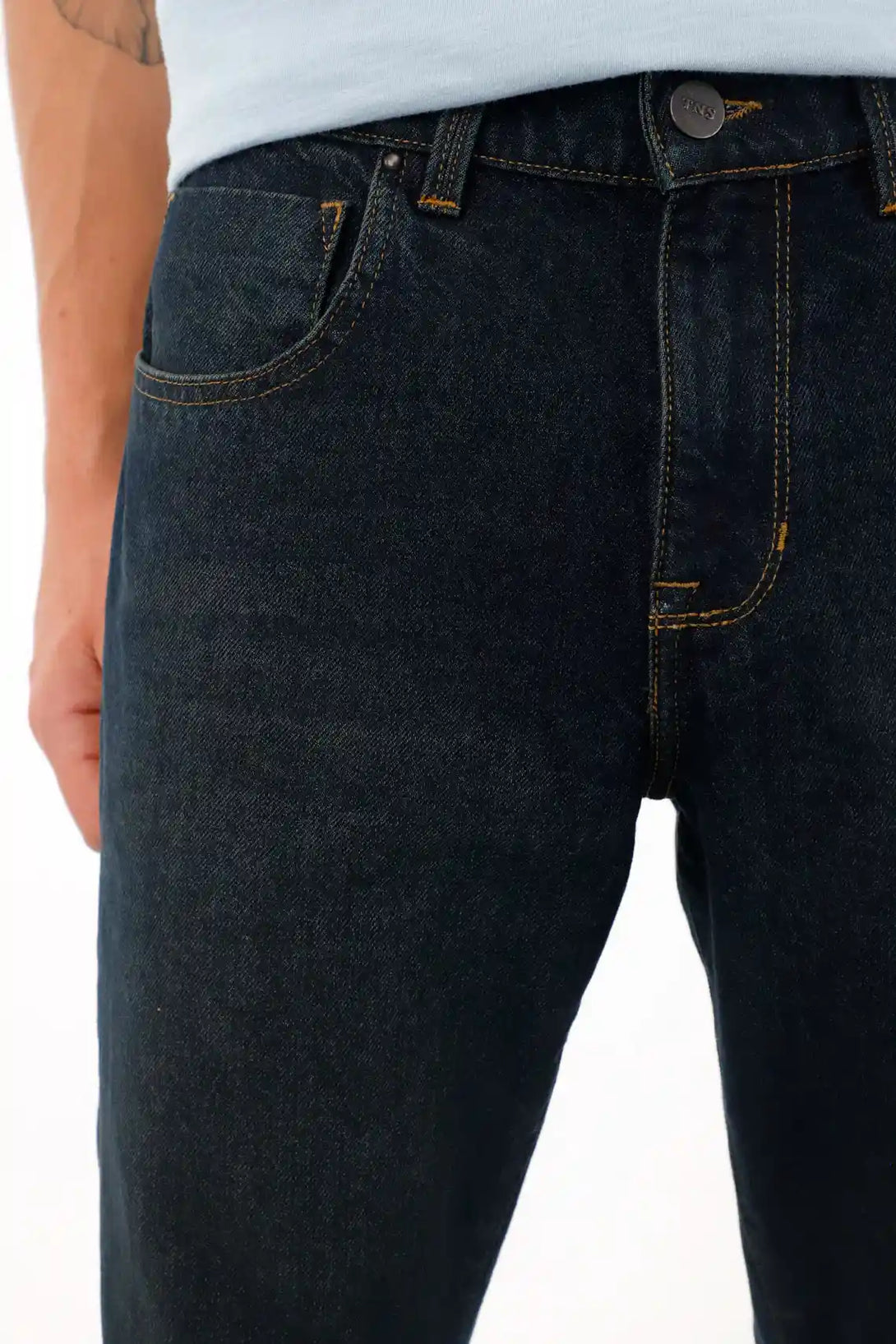 Skinny Jeans with 3D Wrinkles in Blue for Men