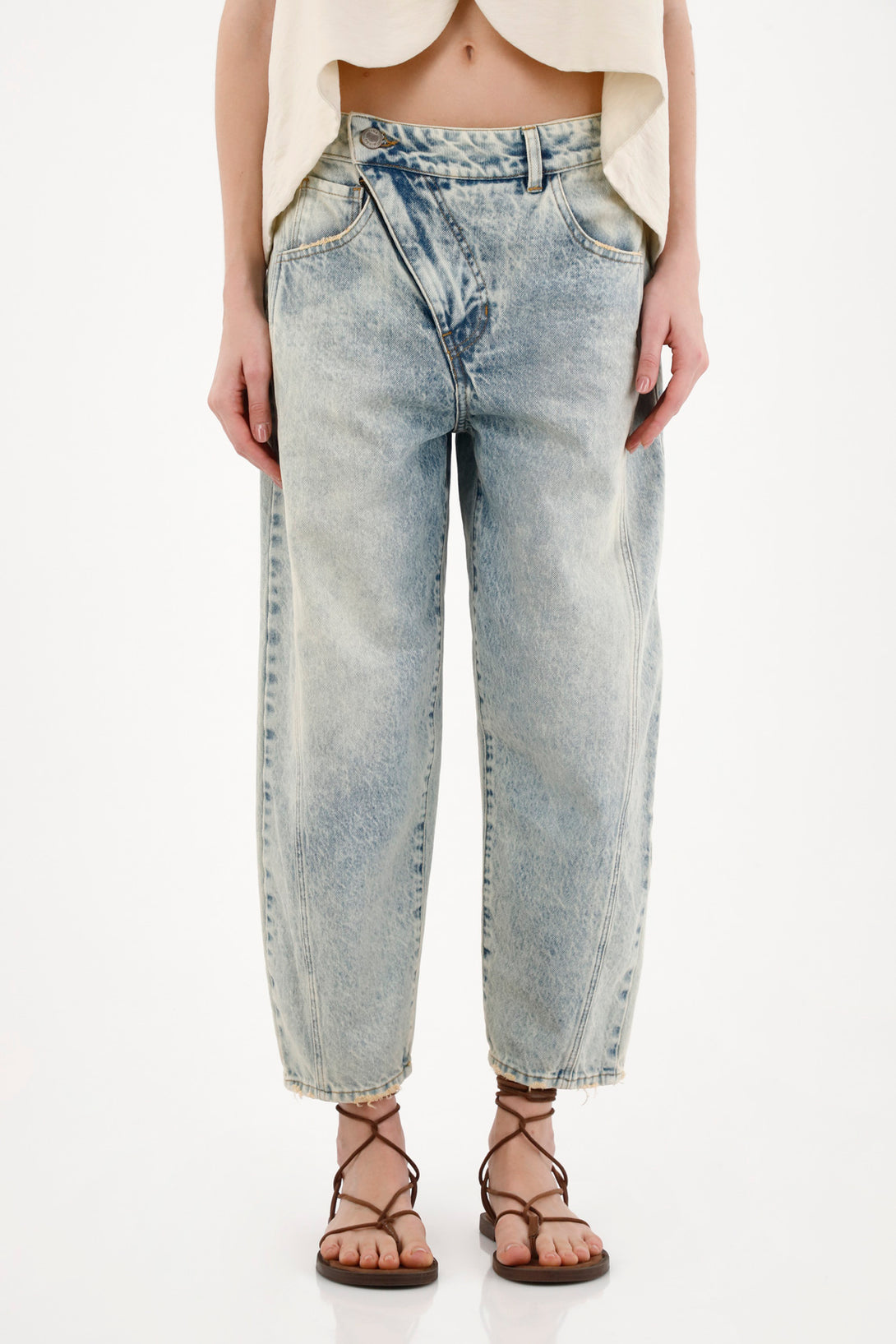 Women's Low-Rise Horseshoe Jean with Asymmetrical Hem in Blue