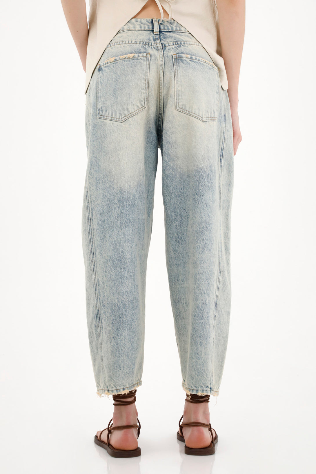 Women's Low-Rise Horseshoe Jean with Asymmetrical Hem in Blue