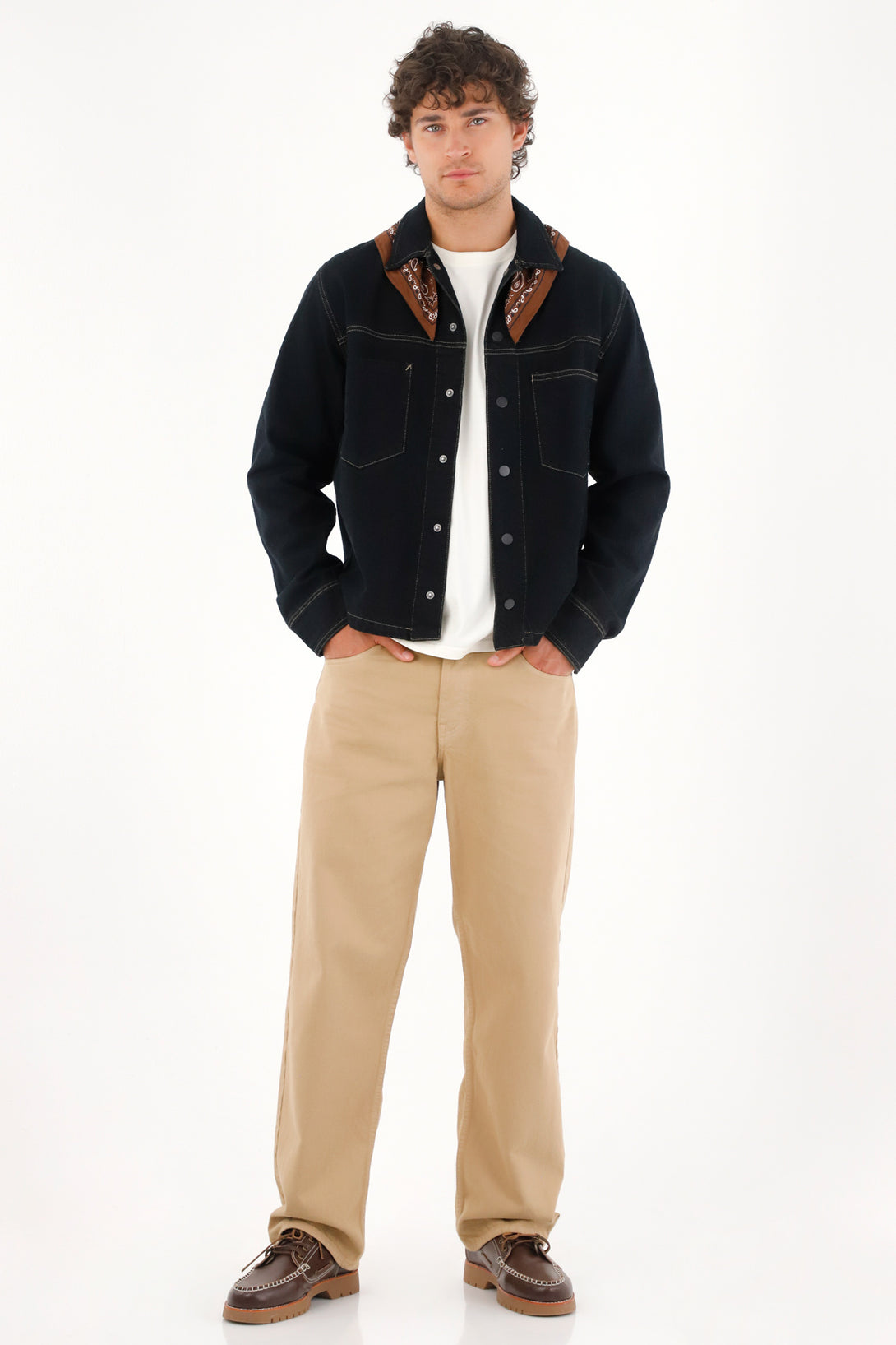 Men's Mid-Rise Loose Fit Pants in Ecru