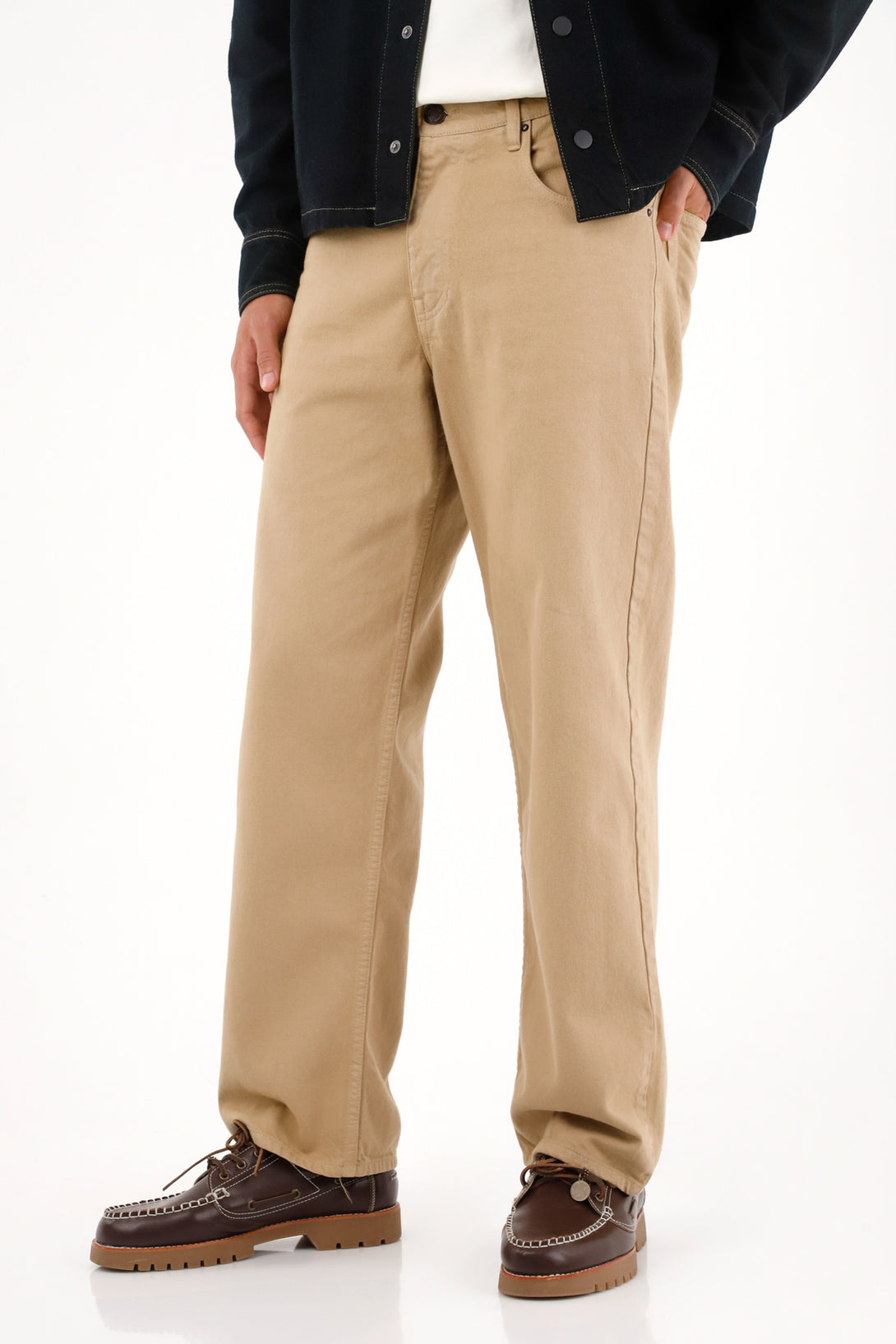Men's Mid-Rise Loose Fit Pants in Ecru