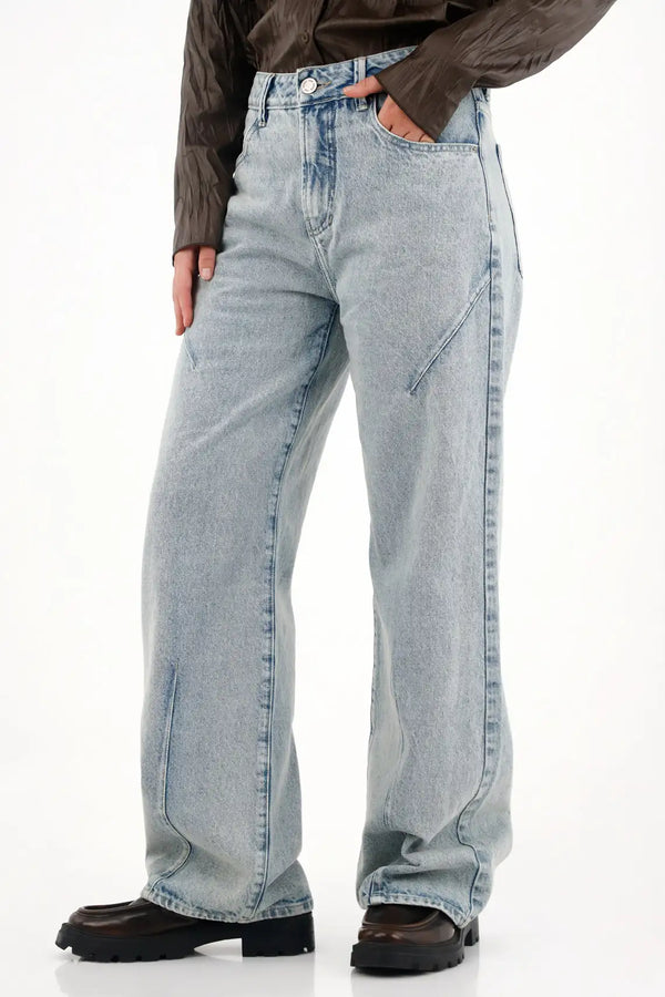 Light Blue High-Waisted Wide Leg Jeans for Women