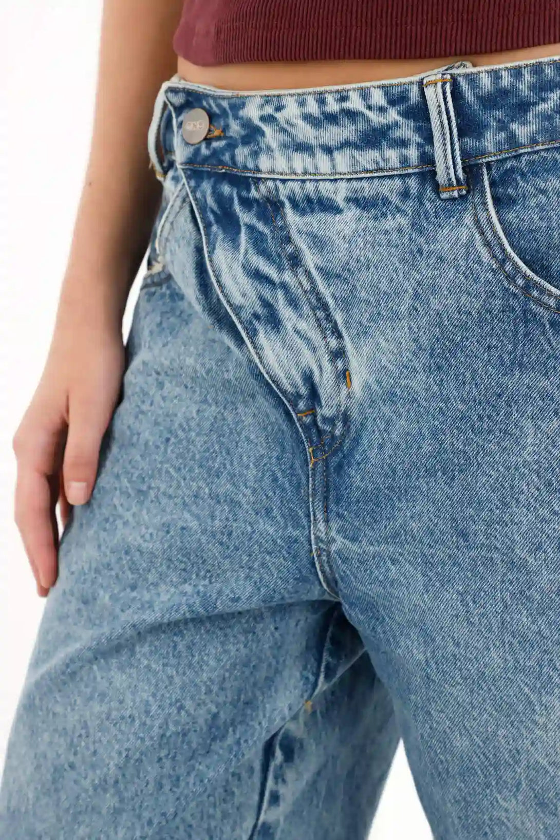 Jean Horseshoe tiro bajo azul para mujer