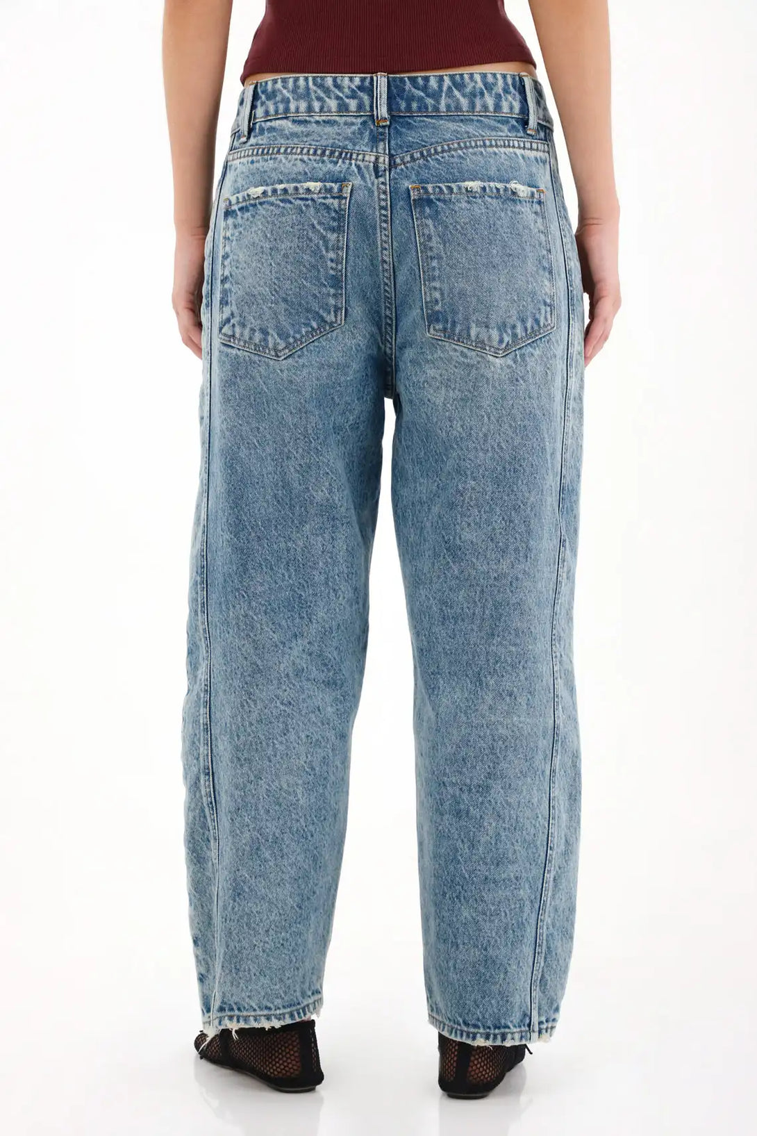 Jean Horseshoe tiro bajo azul para mujer