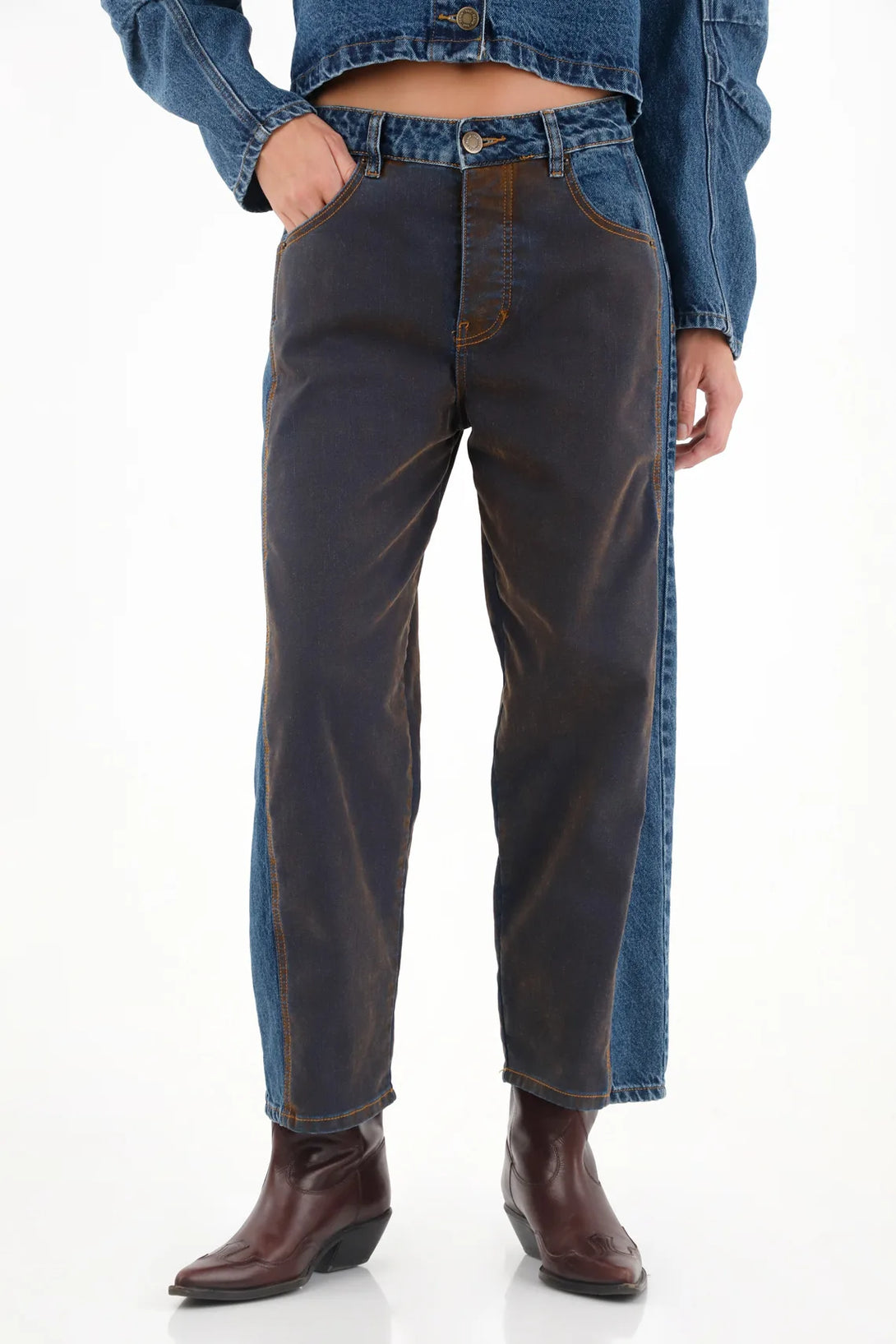 Blue velvet cut jeans for women