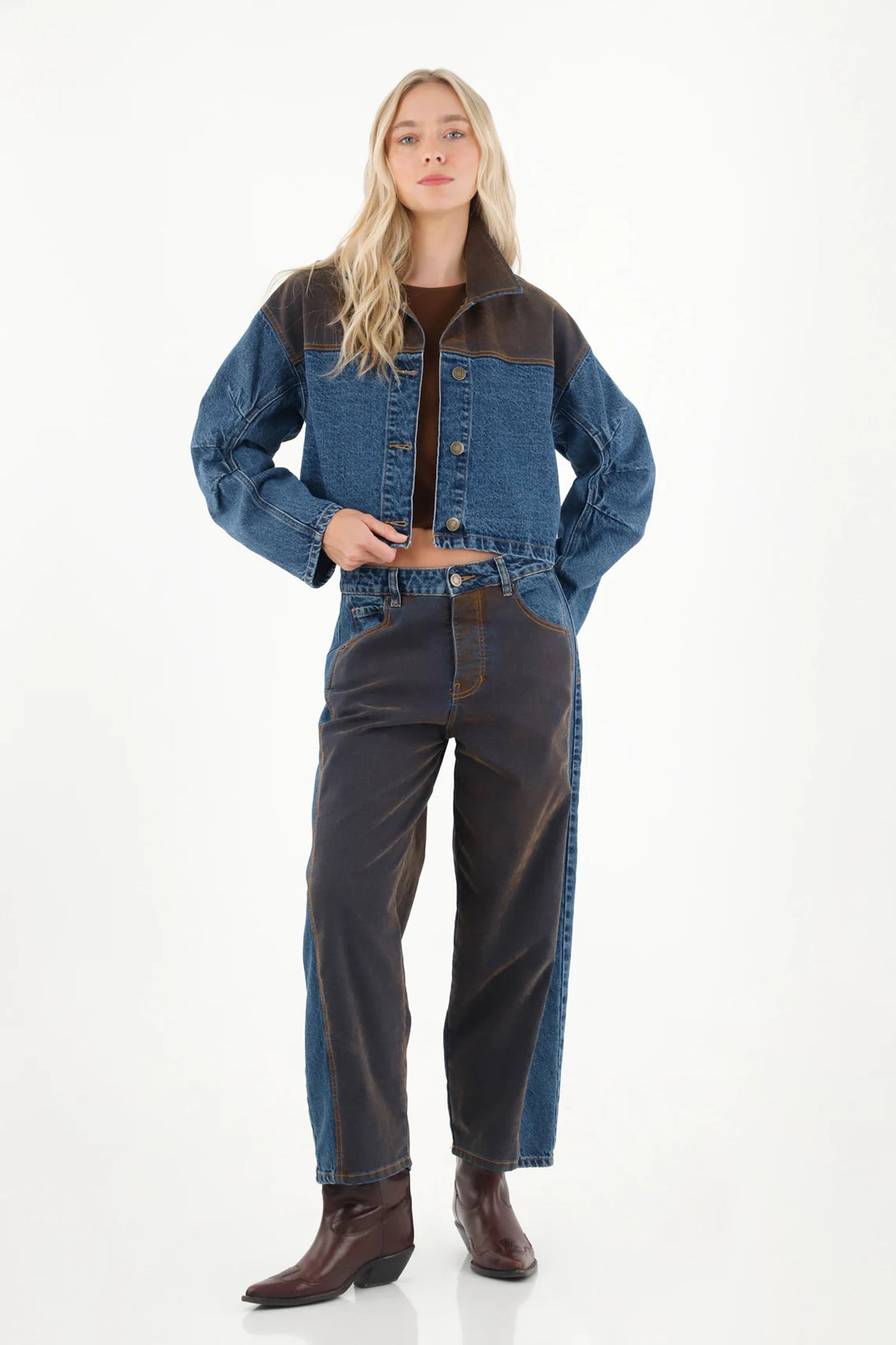 Blue velvet cut jeans for women