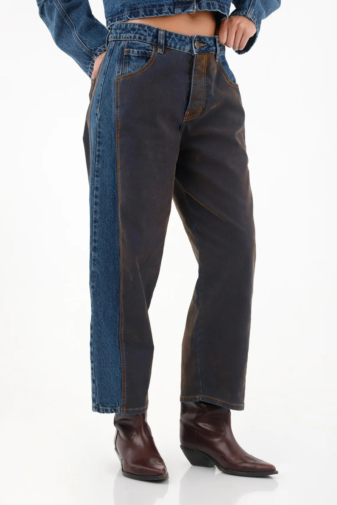 Blue velvet cut jeans for women