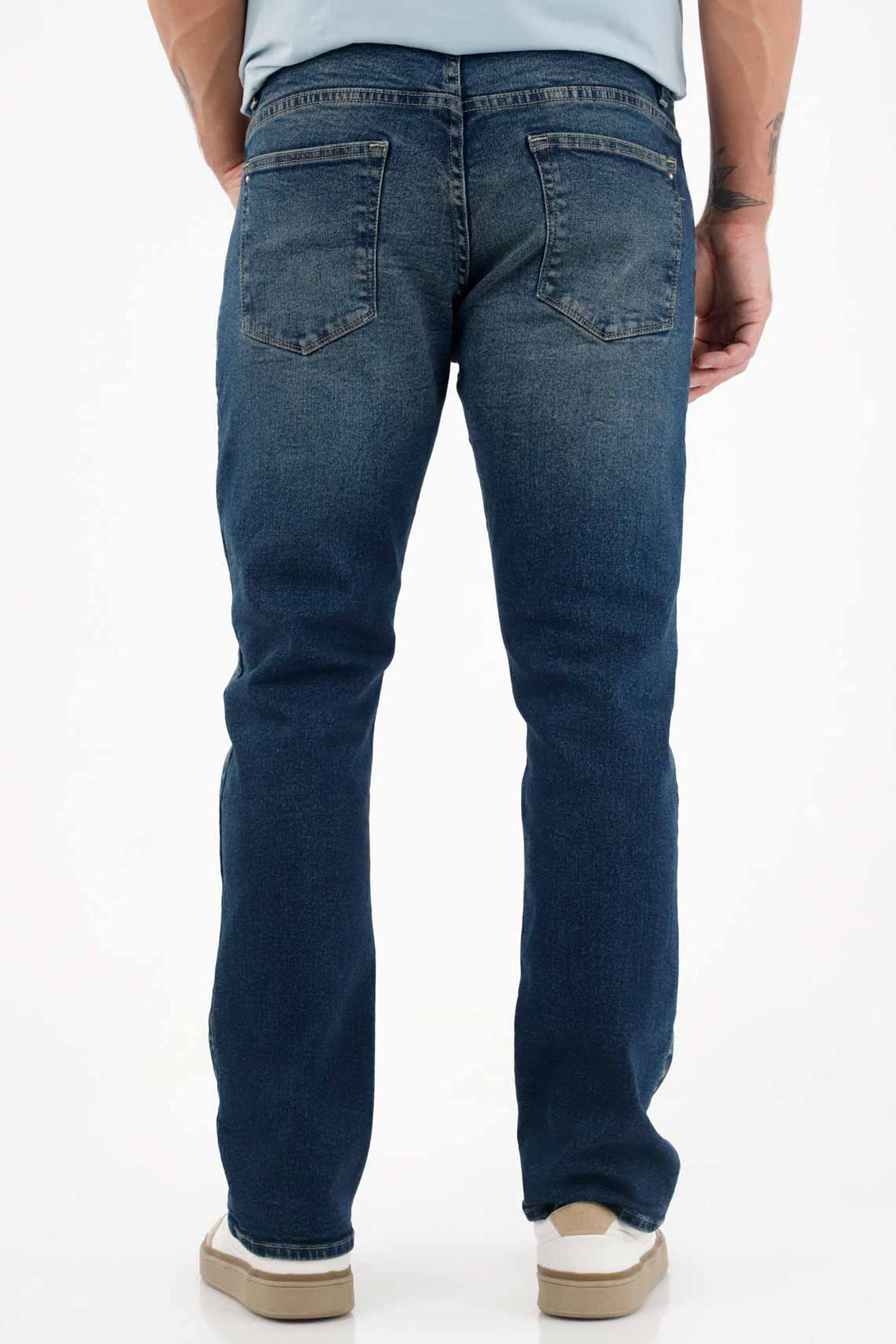 Jean Recto tiro medio azul para hombre