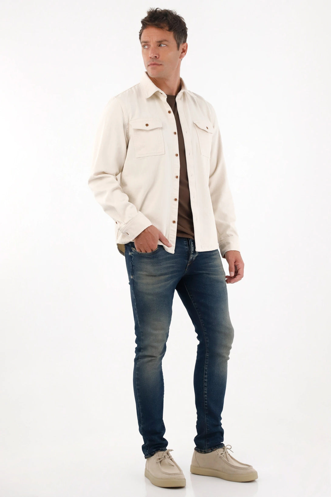 Skinny Jeans with Distressing in Blue for Men