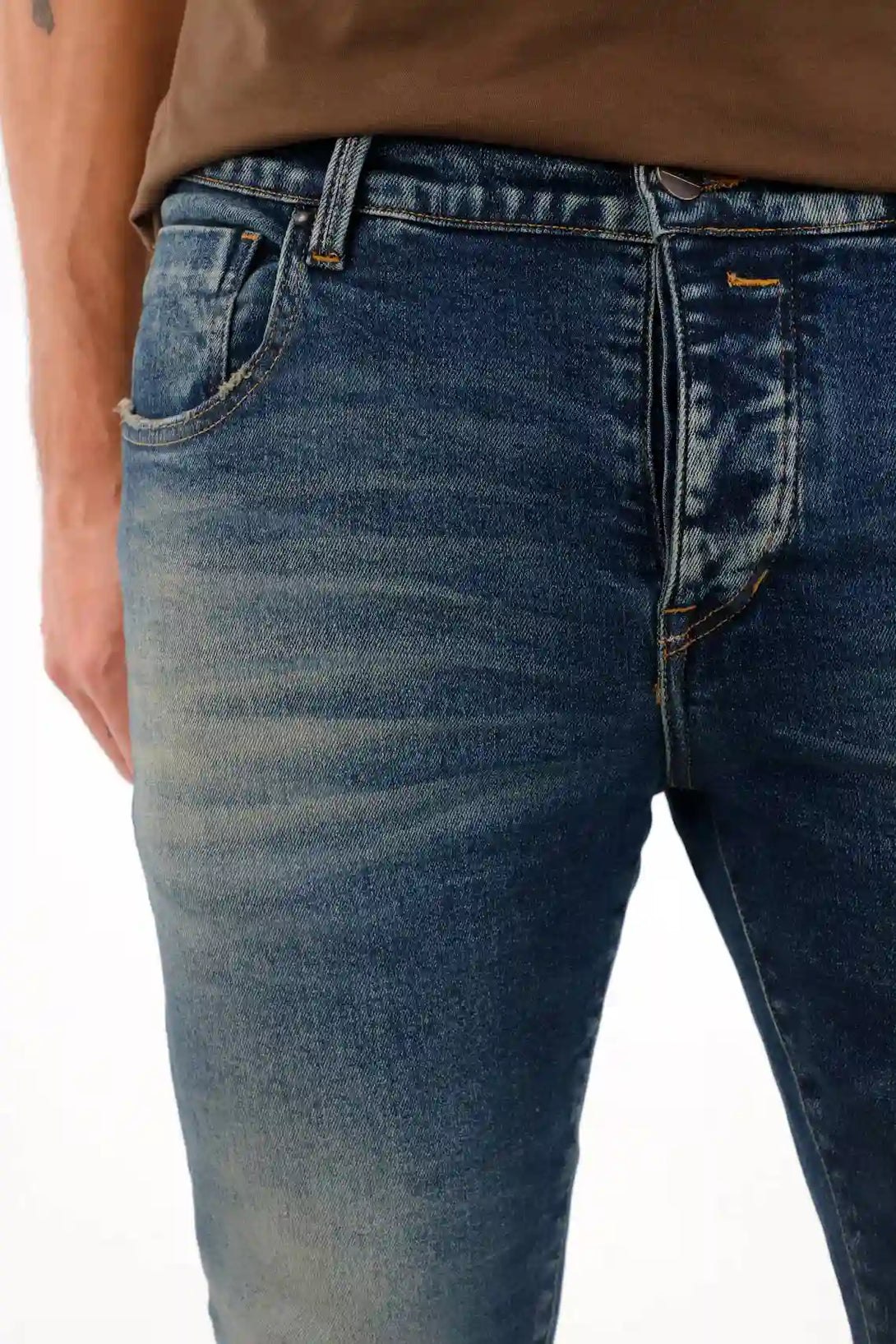 Skinny Jeans with Distressing in Blue for Men