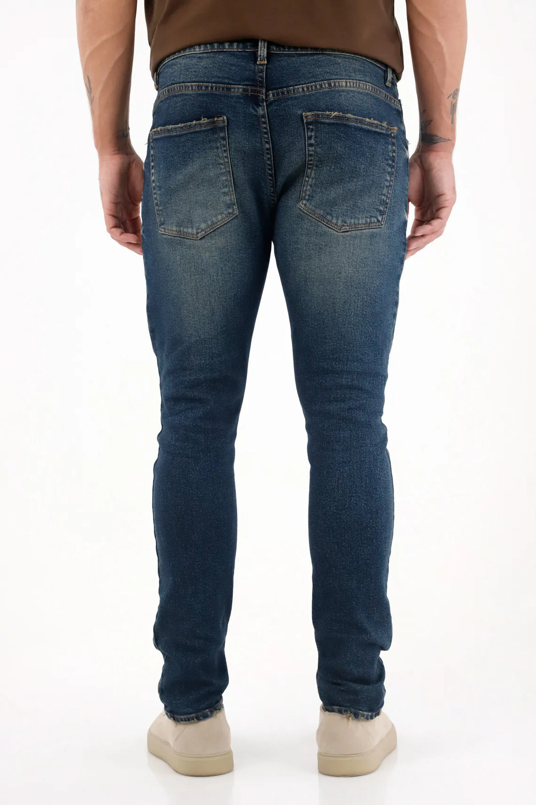 Skinny Jeans with Distressing in Blue for Men