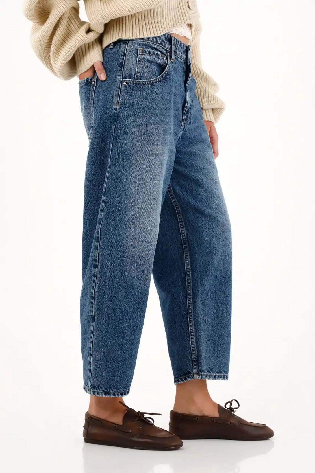 Jean Horseshoe cinco bolsillos azul para mujer