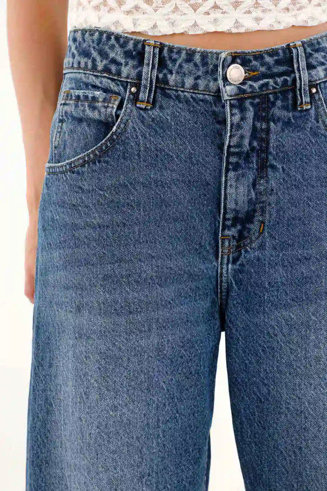 Jean Horseshoe cinco bolsillos azul para mujer