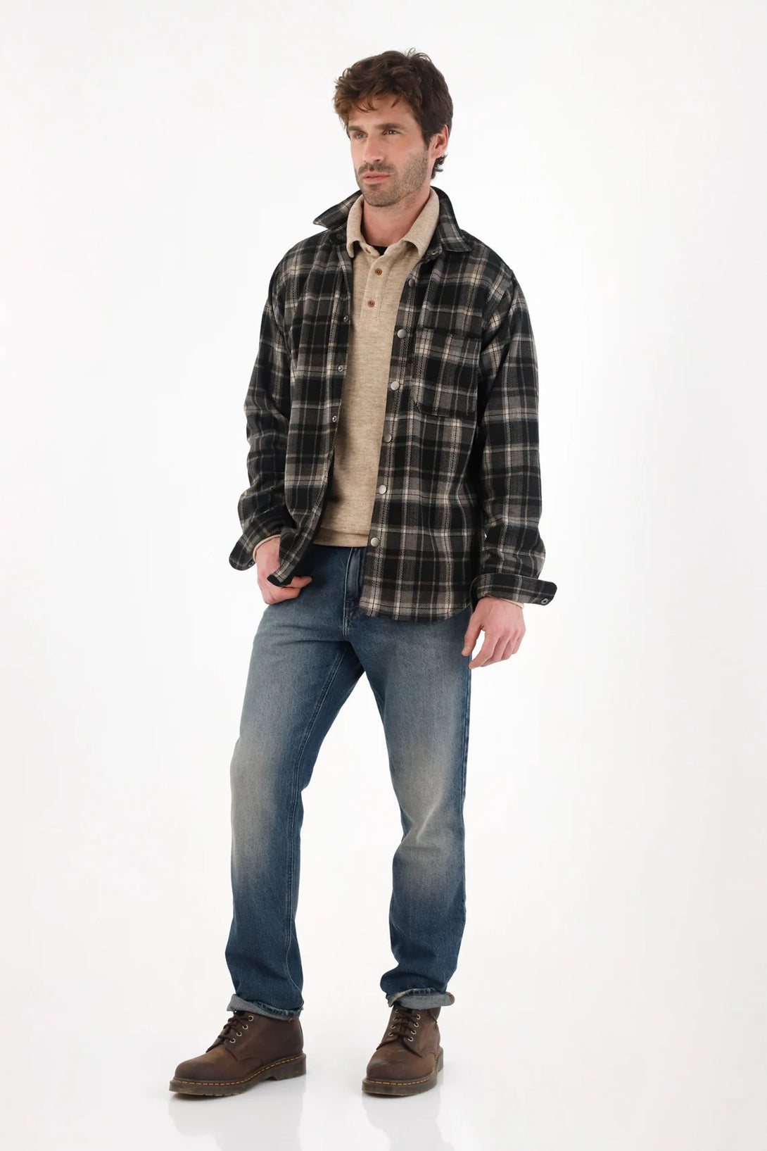 Classic Jeans with Localized Distressing in Blue for Men