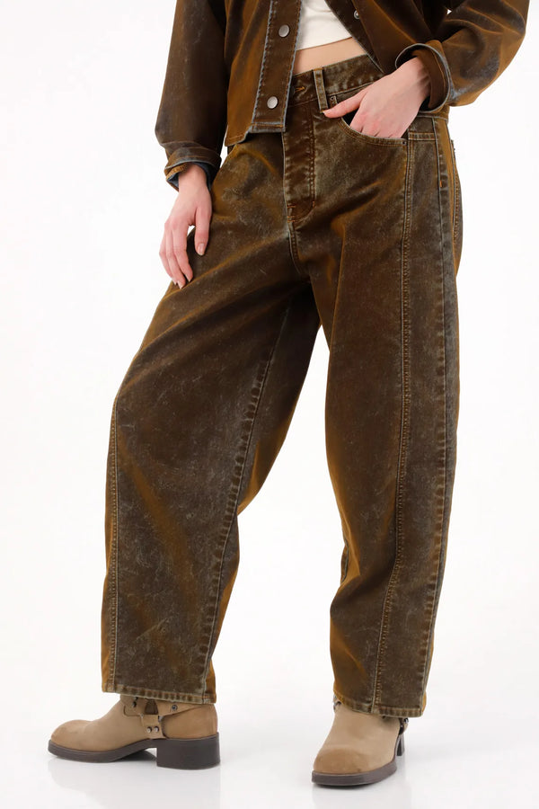 Jean Horseshe en velvet café para mujer