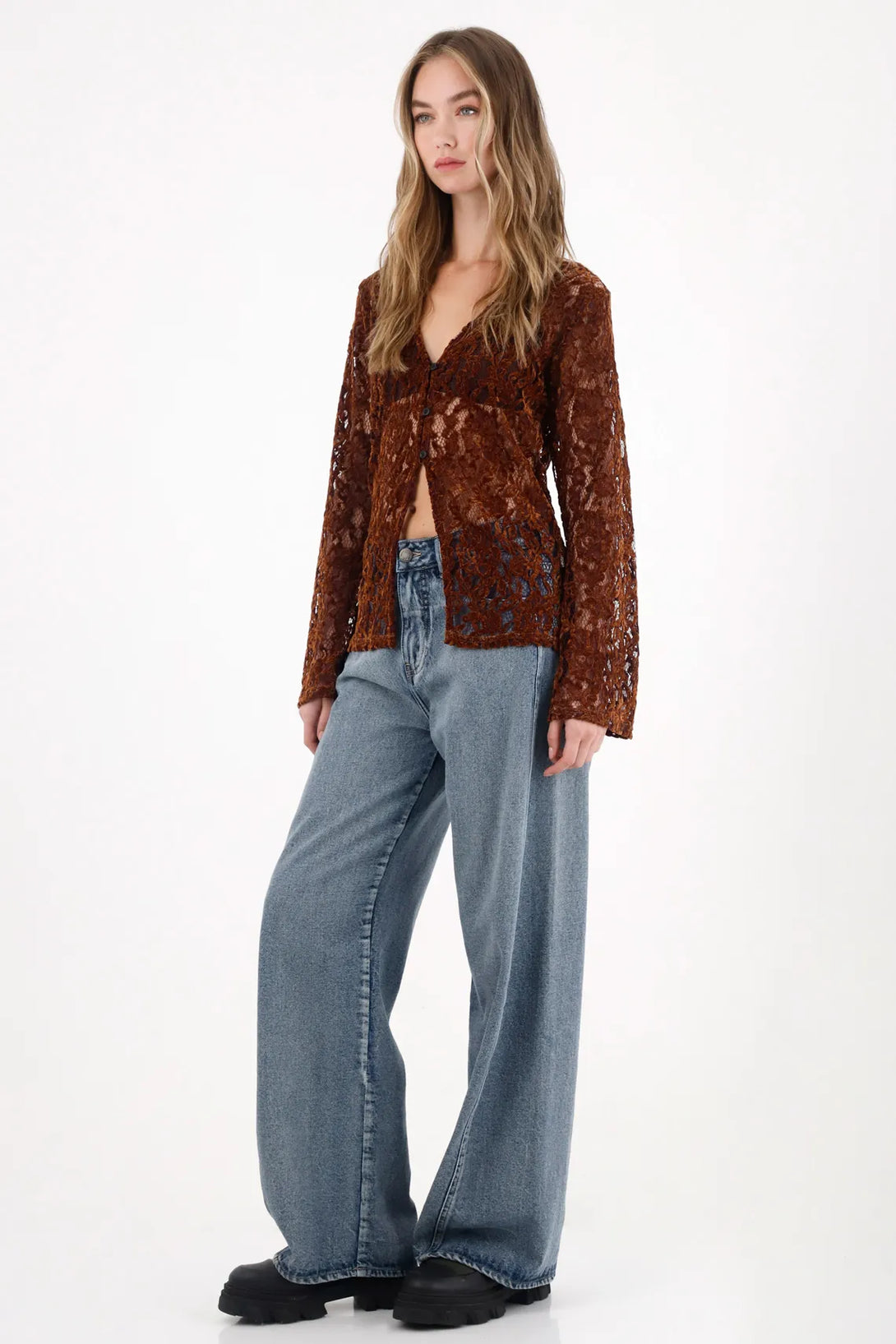 Medium Tone Wide Leg Jeans for Women