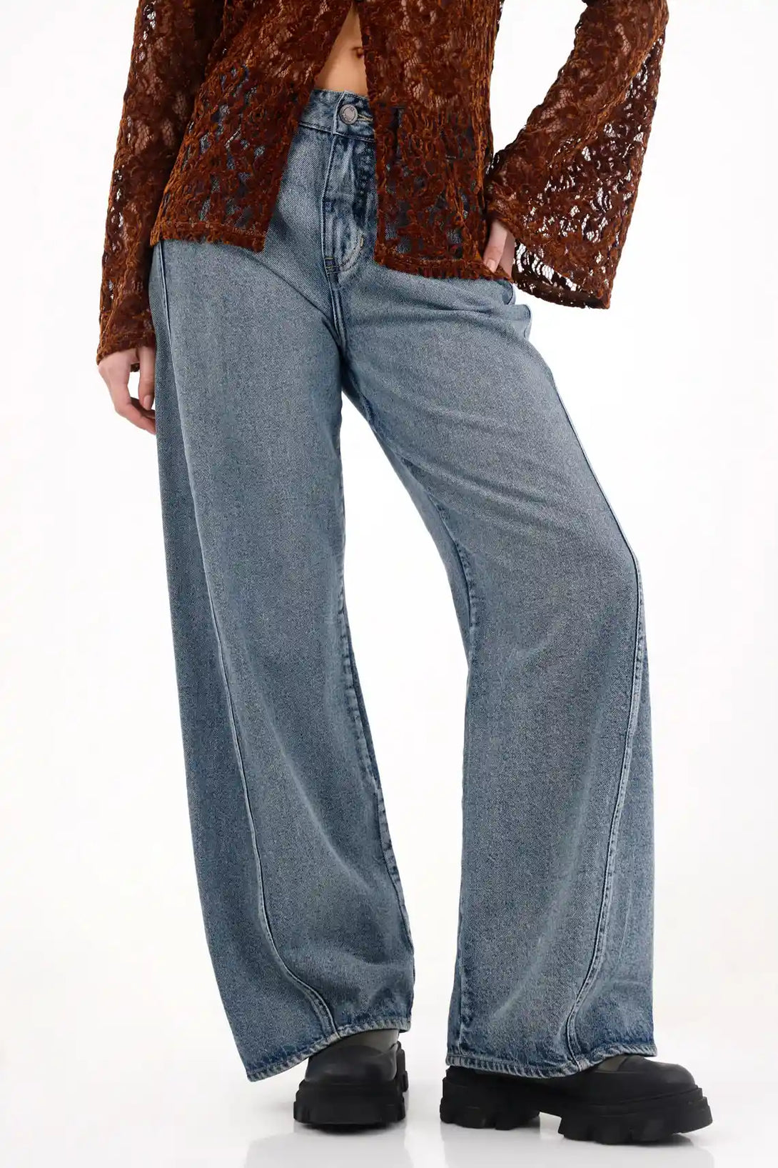 Medium Tone Wide Leg Jeans for Women