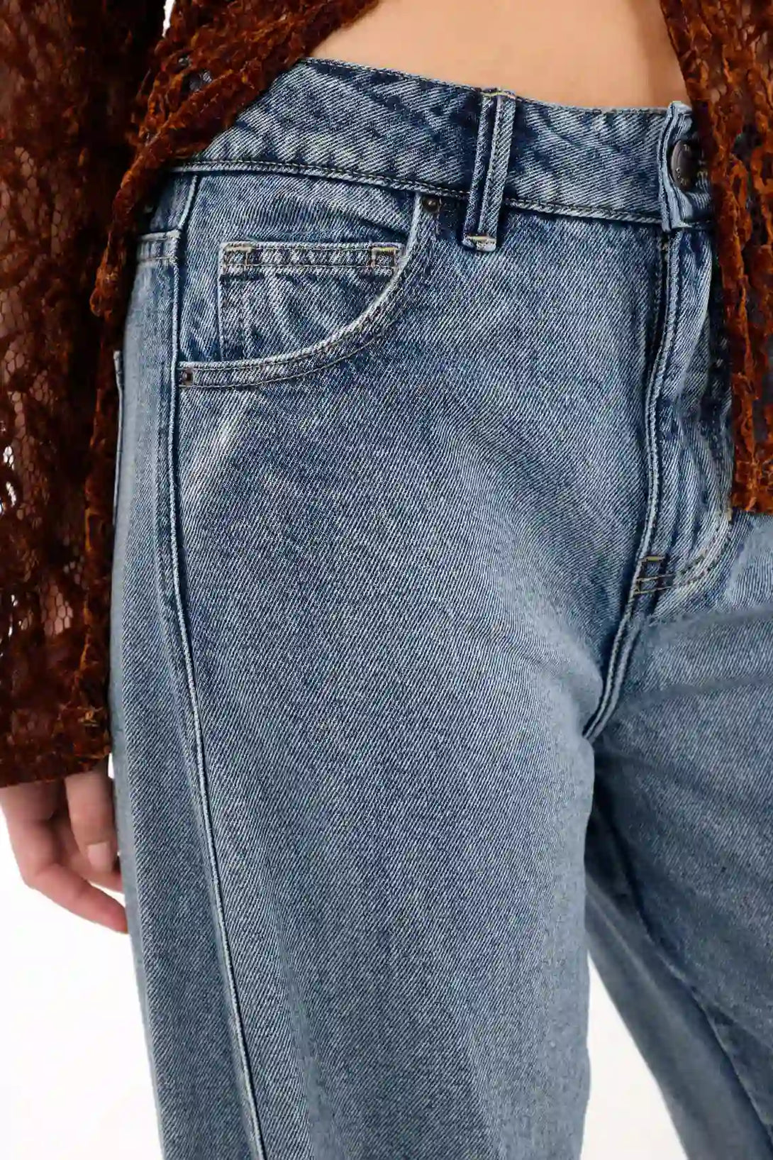 Medium Tone Wide Leg Jeans for Women