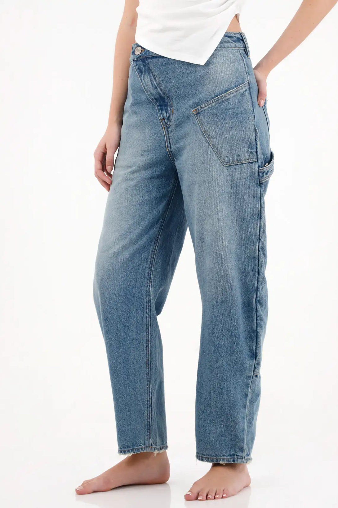 Jean Horseshoe con jota diagonal azul para mujer