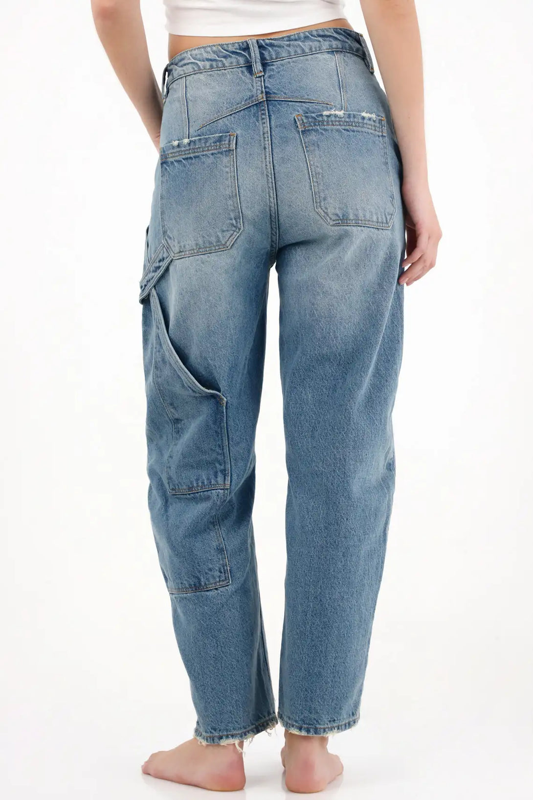 Jean Horseshoe con jota diagonal azul para mujer