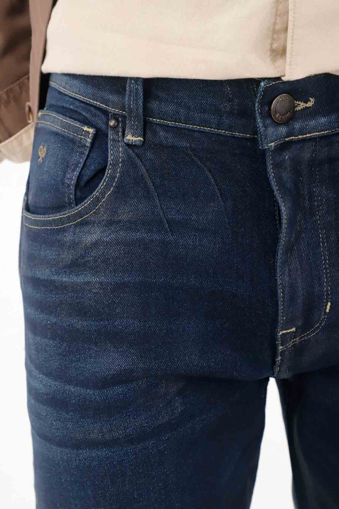 Jean Nudy con efecto resinado azul para hombre