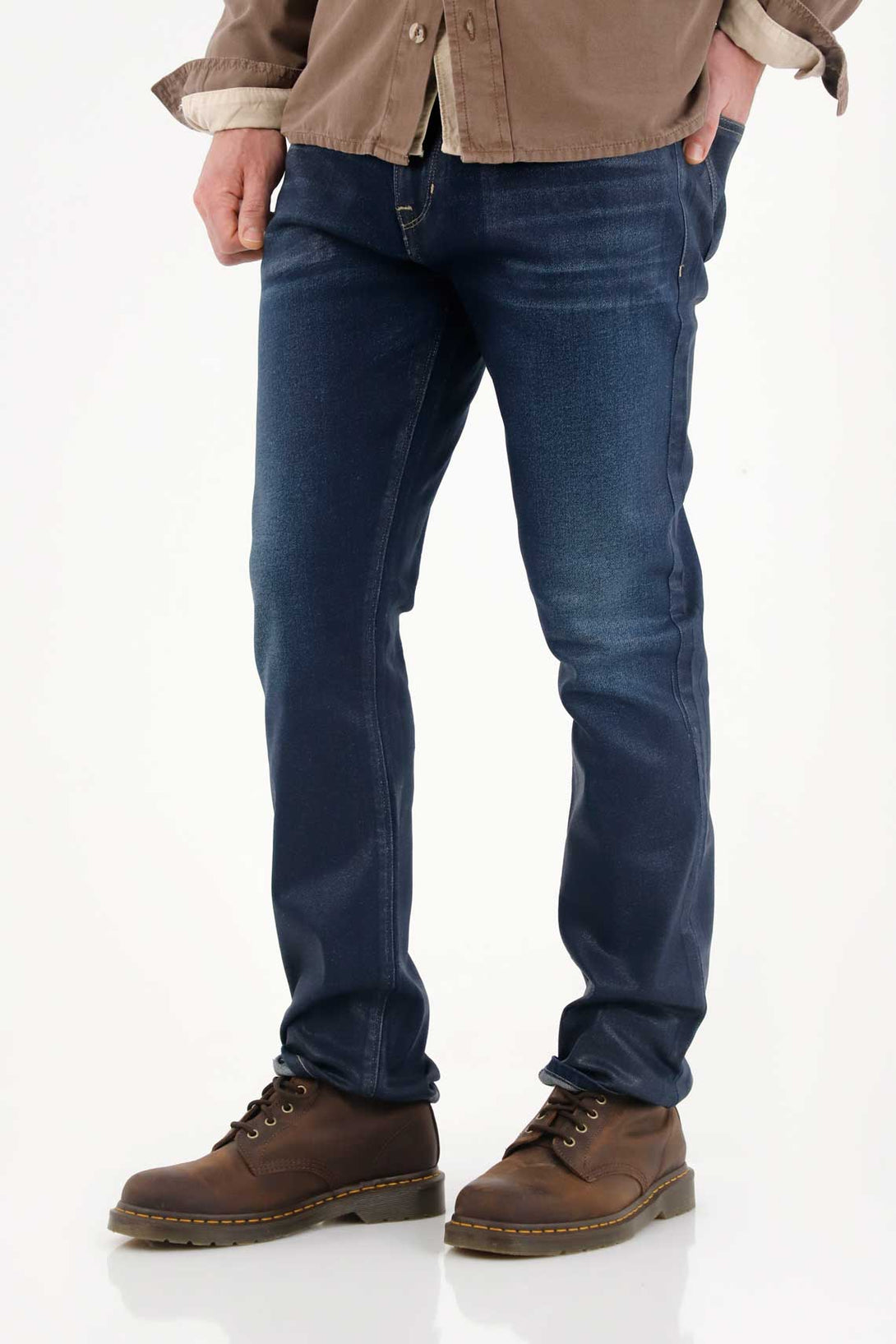 Jean Nudy con efecto resinado azul para hombre