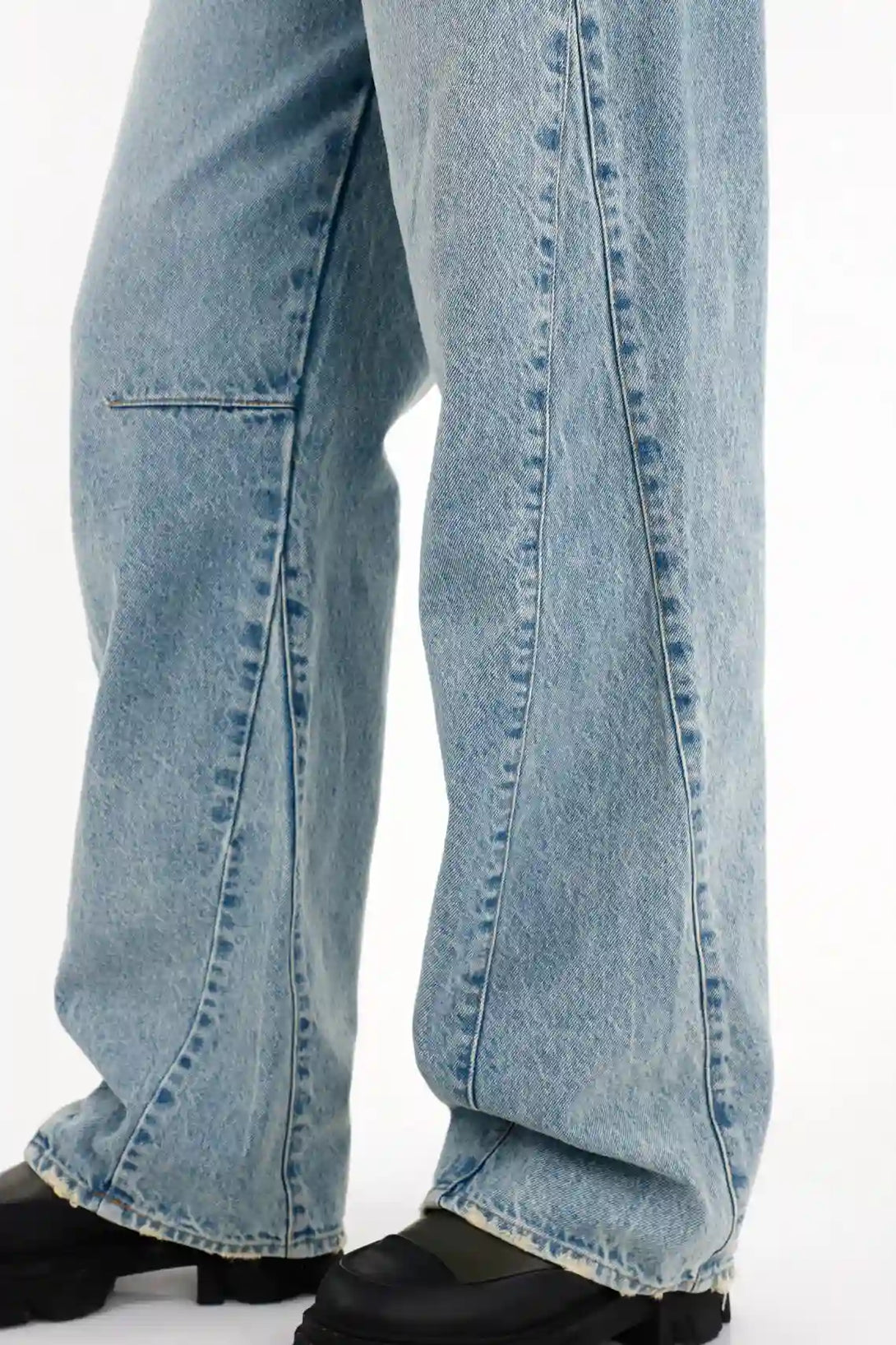 Jean Wide Leg con cortes diagonales azul para mujer