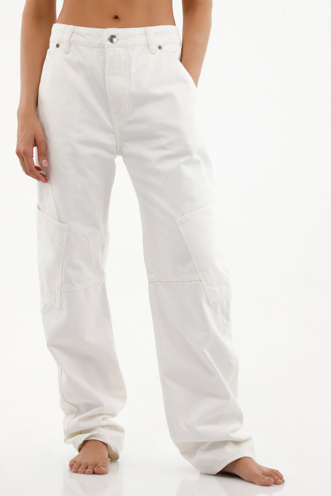 Women's Raw Straight Pants with Side Pockets